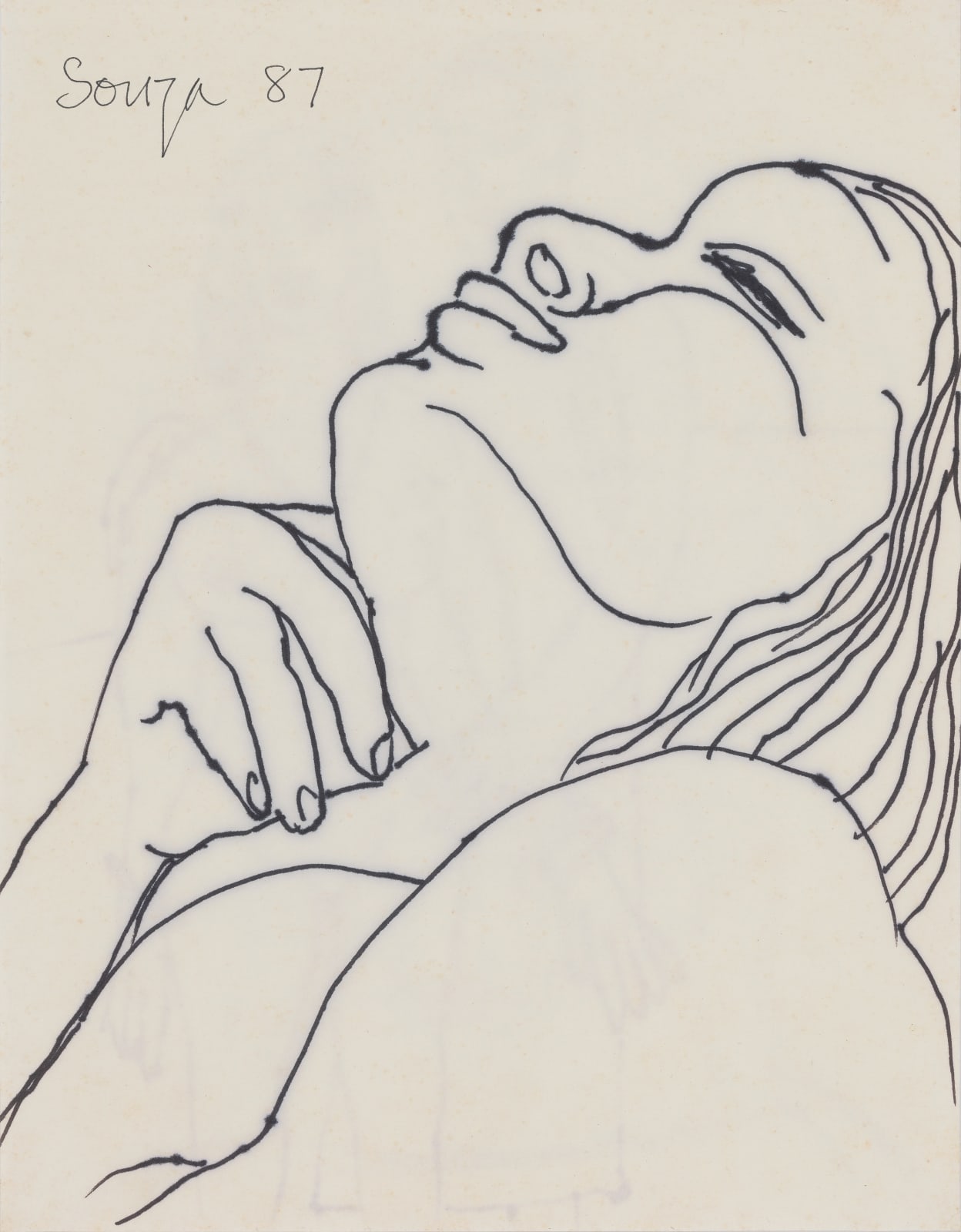 Francis Newton Souza, Untitled (Woman side profile), 1987