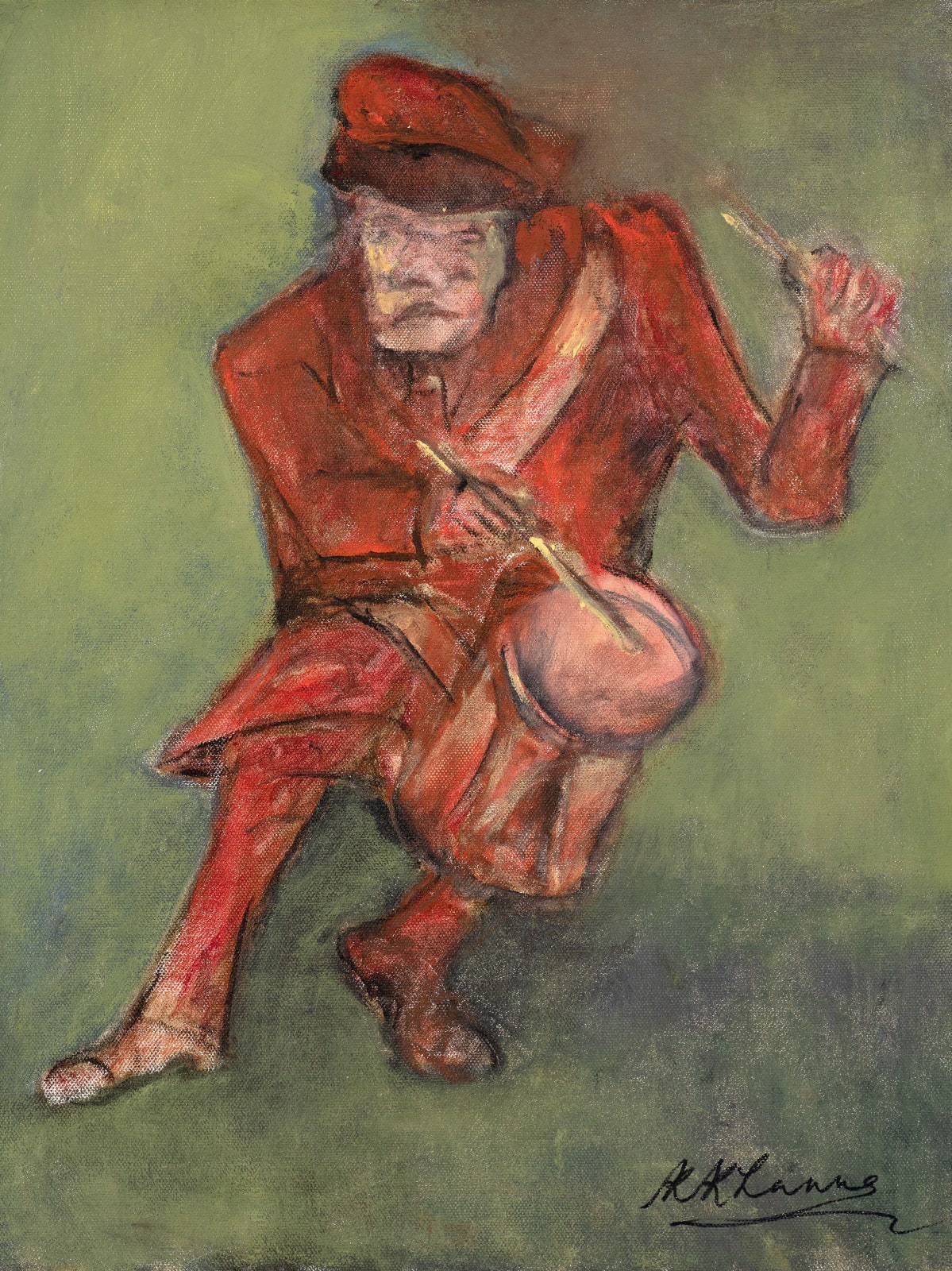 Krishen Khanna, Untitled (The Dholak player), 2021