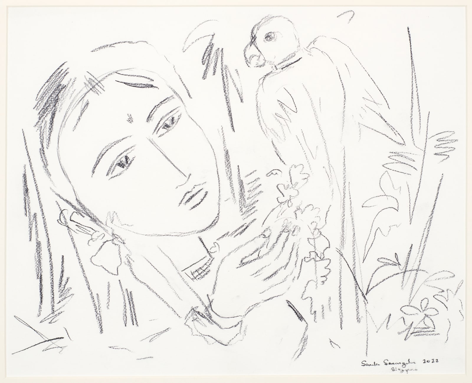 Senaka Senanayake, Untitled (Woman with Parrot), 2022