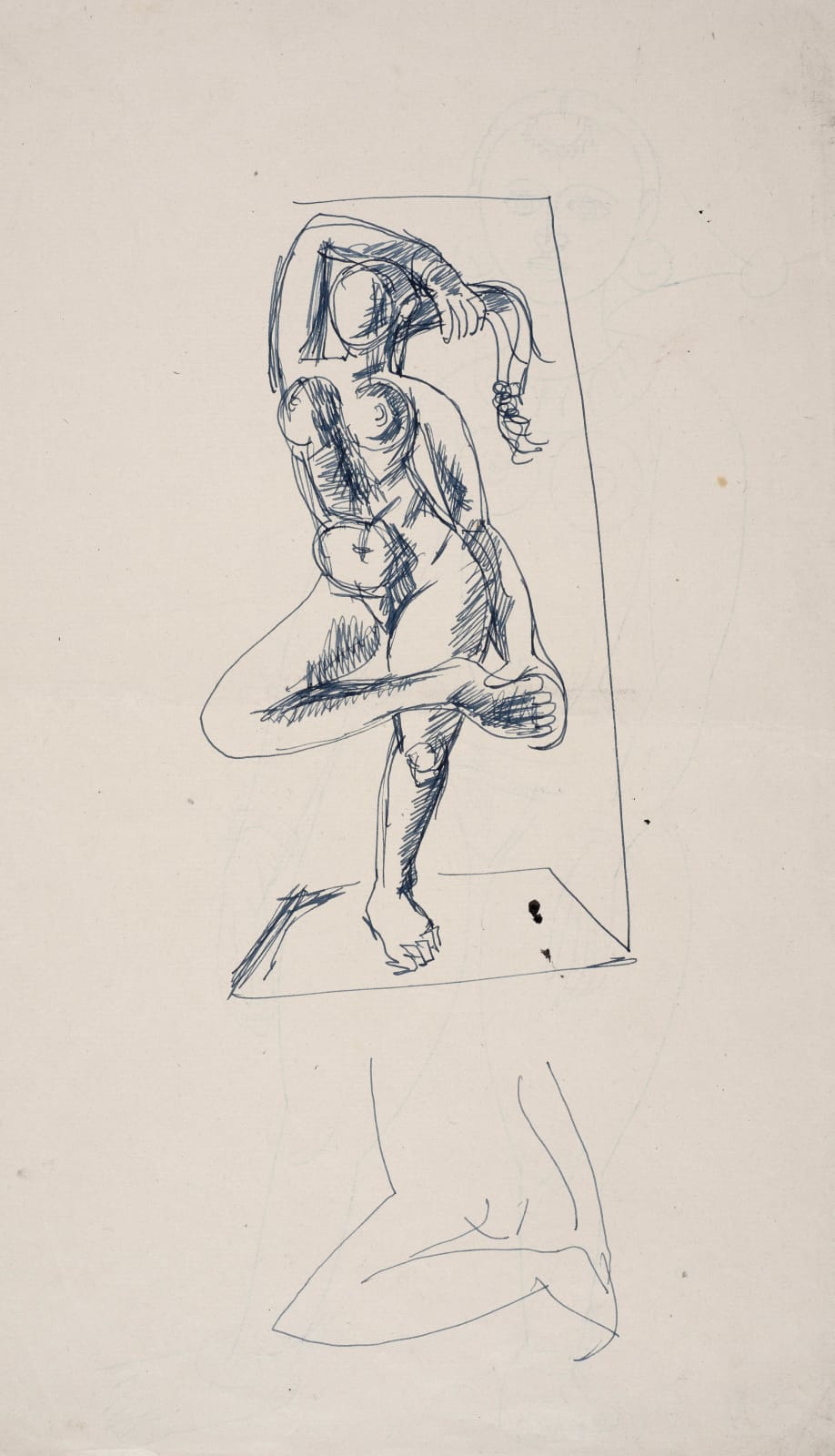 Francis Newton Souza, Untitled (Study for Girl with Goat) recto; Untitled (Dancing Figure) verso, 1949