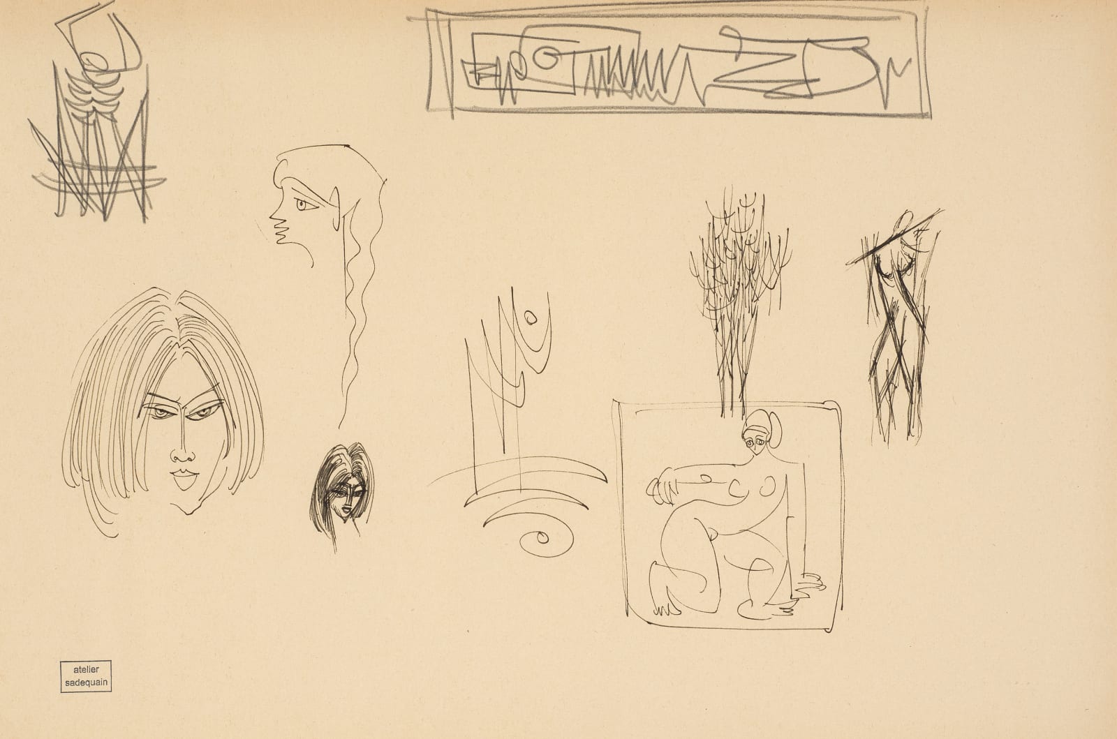 Syed Sadequain, Untitled (Studies), c. 1963