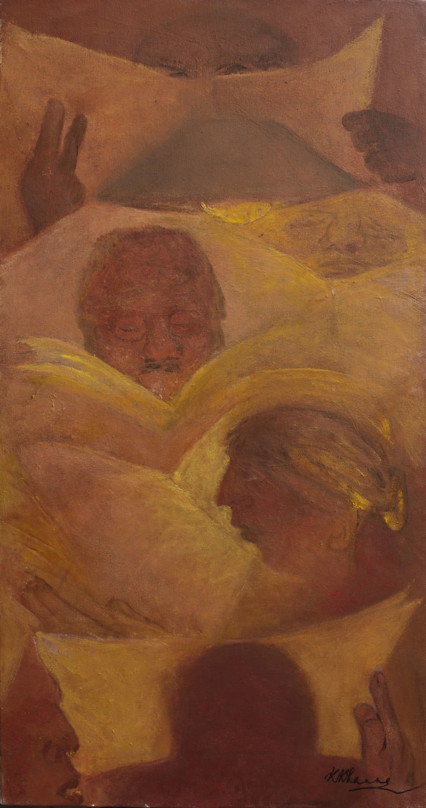 Krishen Khanna, Untitled (Newspaper Readers), 2019