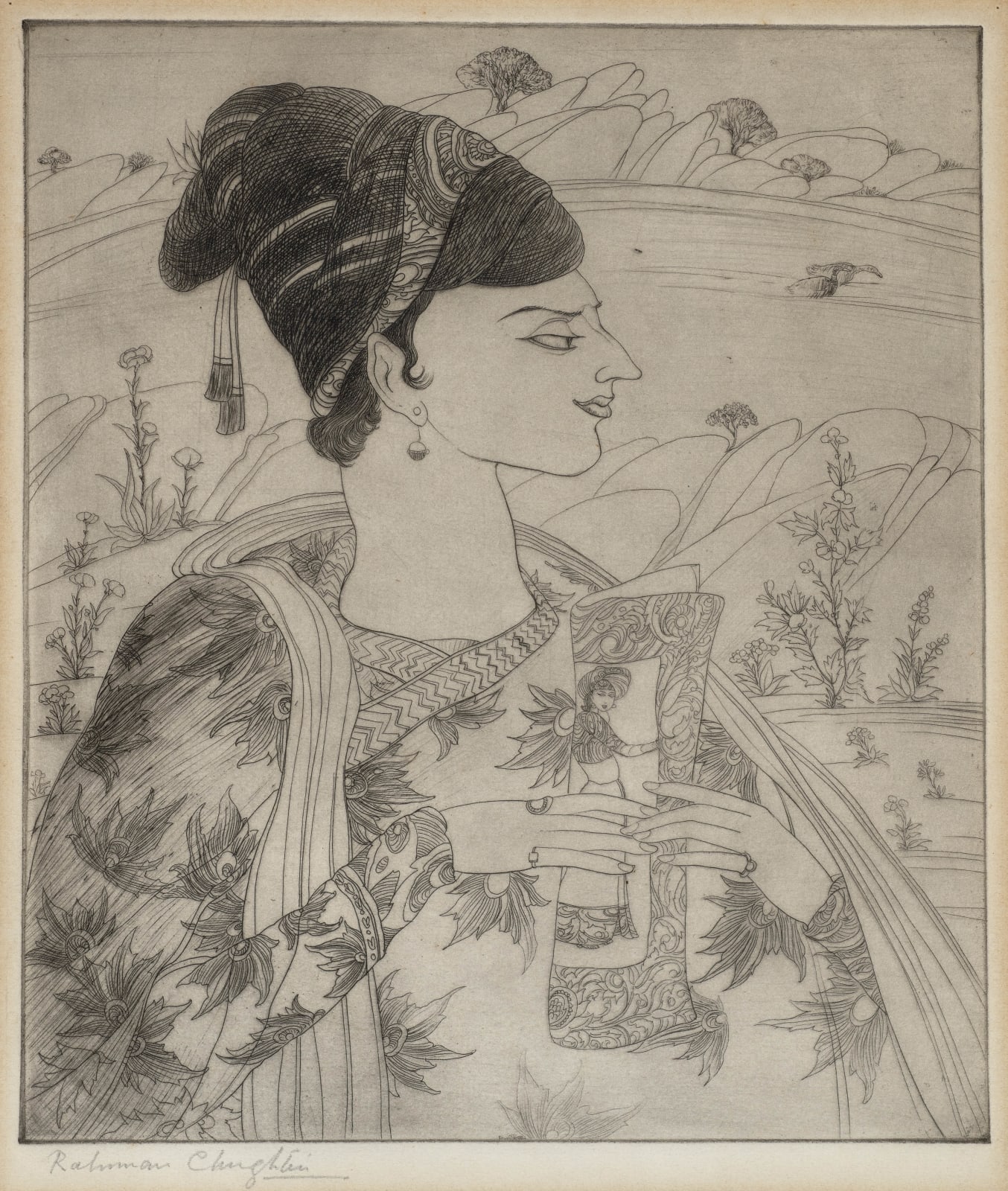 Abdur Rahman Chughtai, Untitled (Poet in a Landscape)