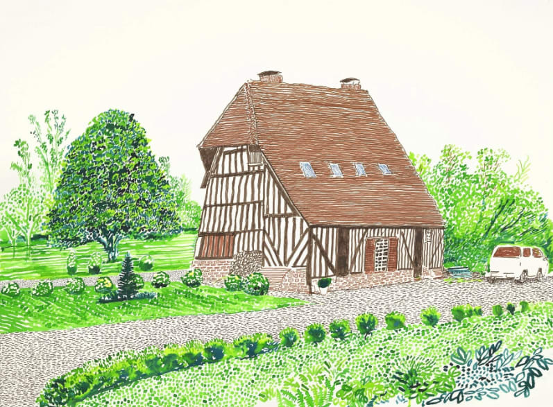 David Hockney, In Front of House Looking Left, 2019