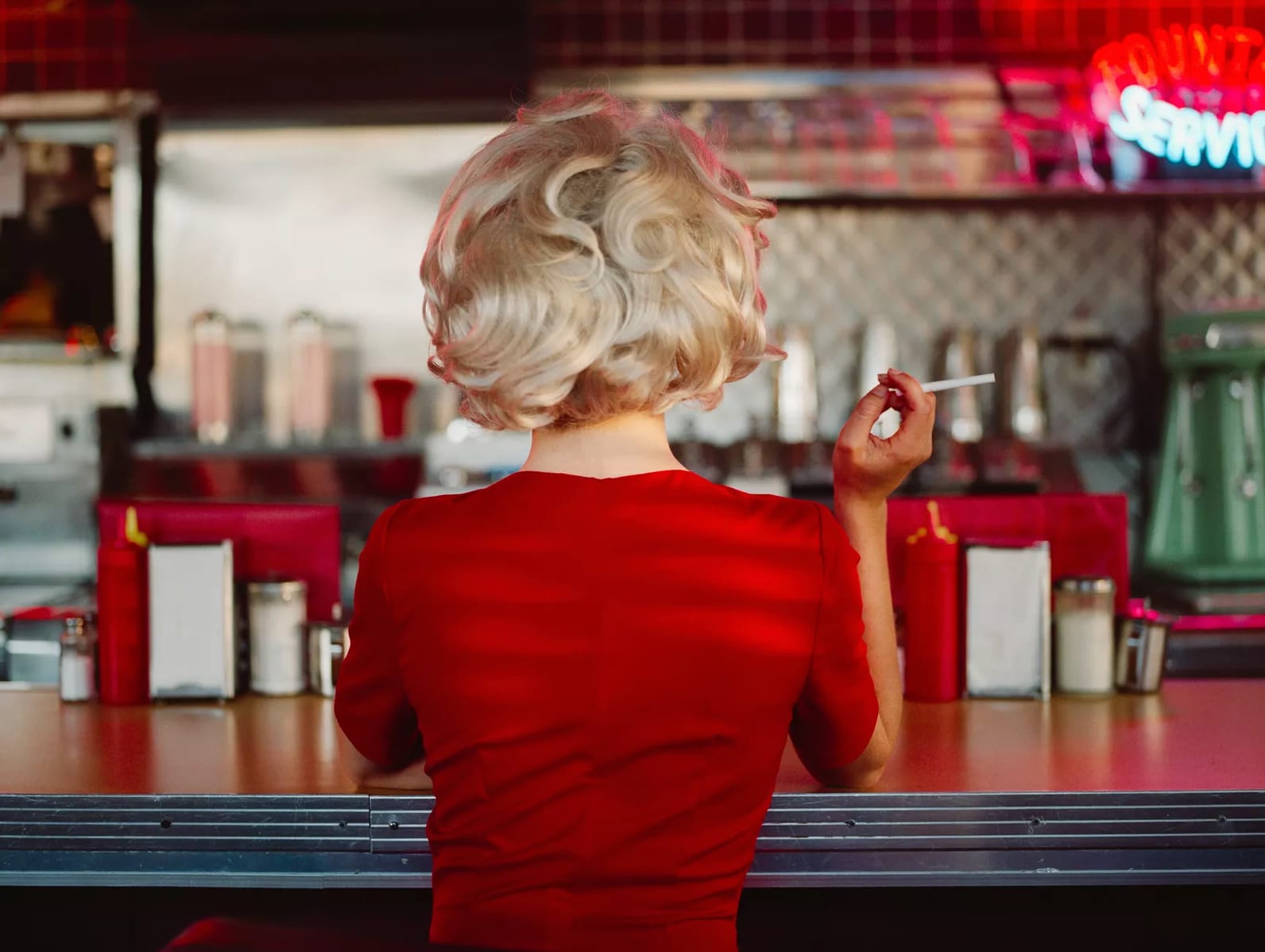 Tyler Shields, Woman in the Diner, 2025