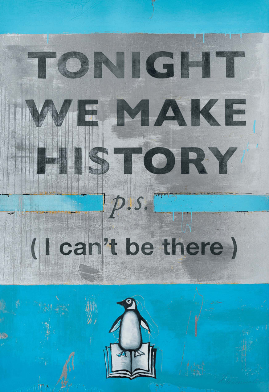 Harland Miller, Tonight We Make History (P.S. I can’t be there), Blue (XXL version), 2024