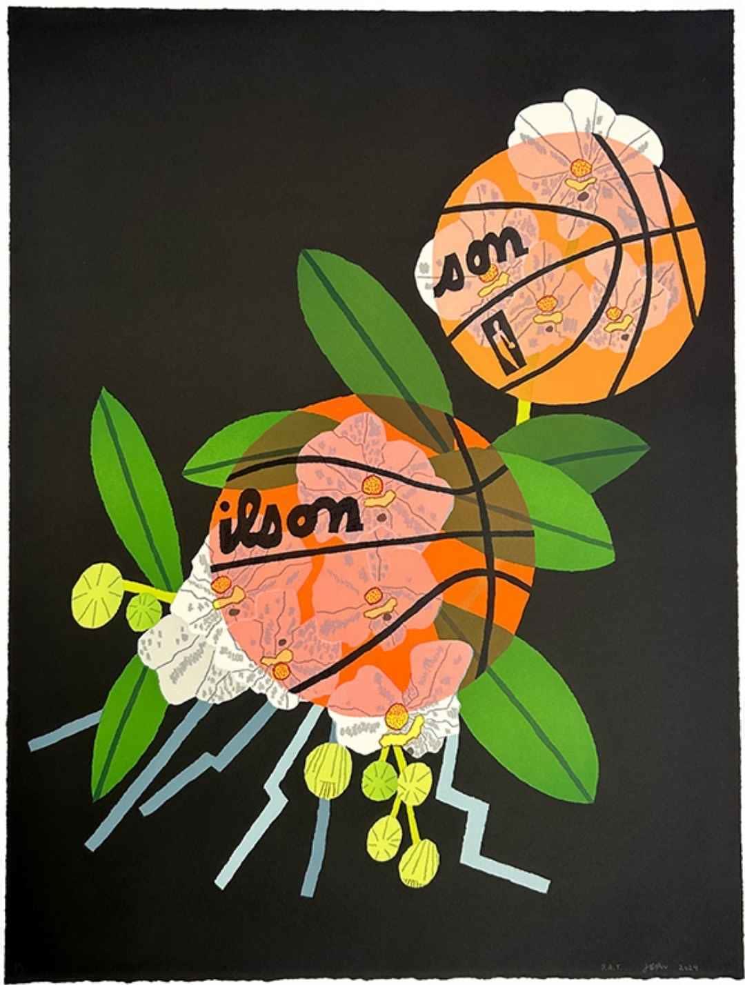 Jonas Wood, Double Basketball Orchid 3 State III, 2025