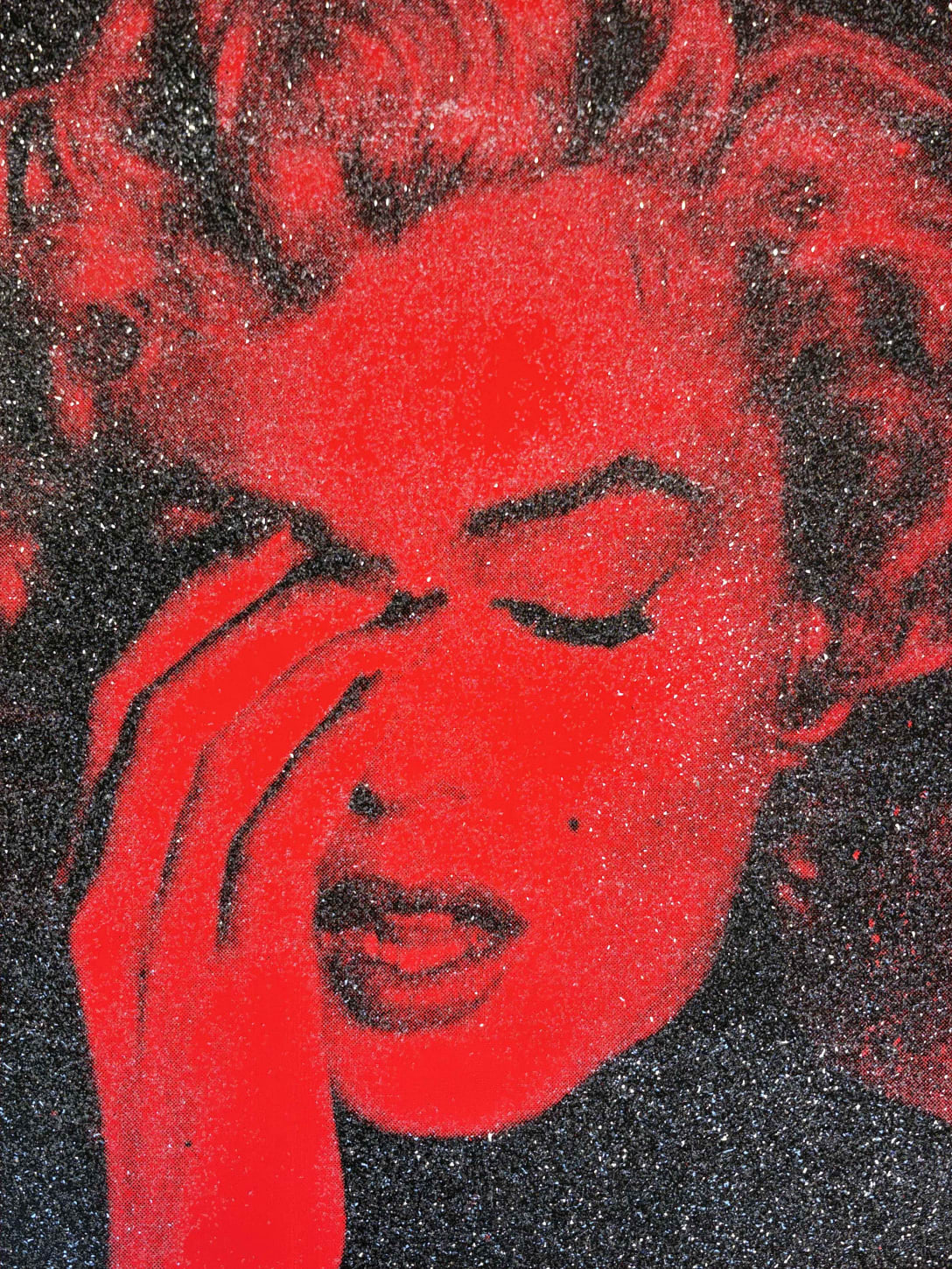 Russell Young, Marilyn Crying Small Diamond (Apollo Red), 2024