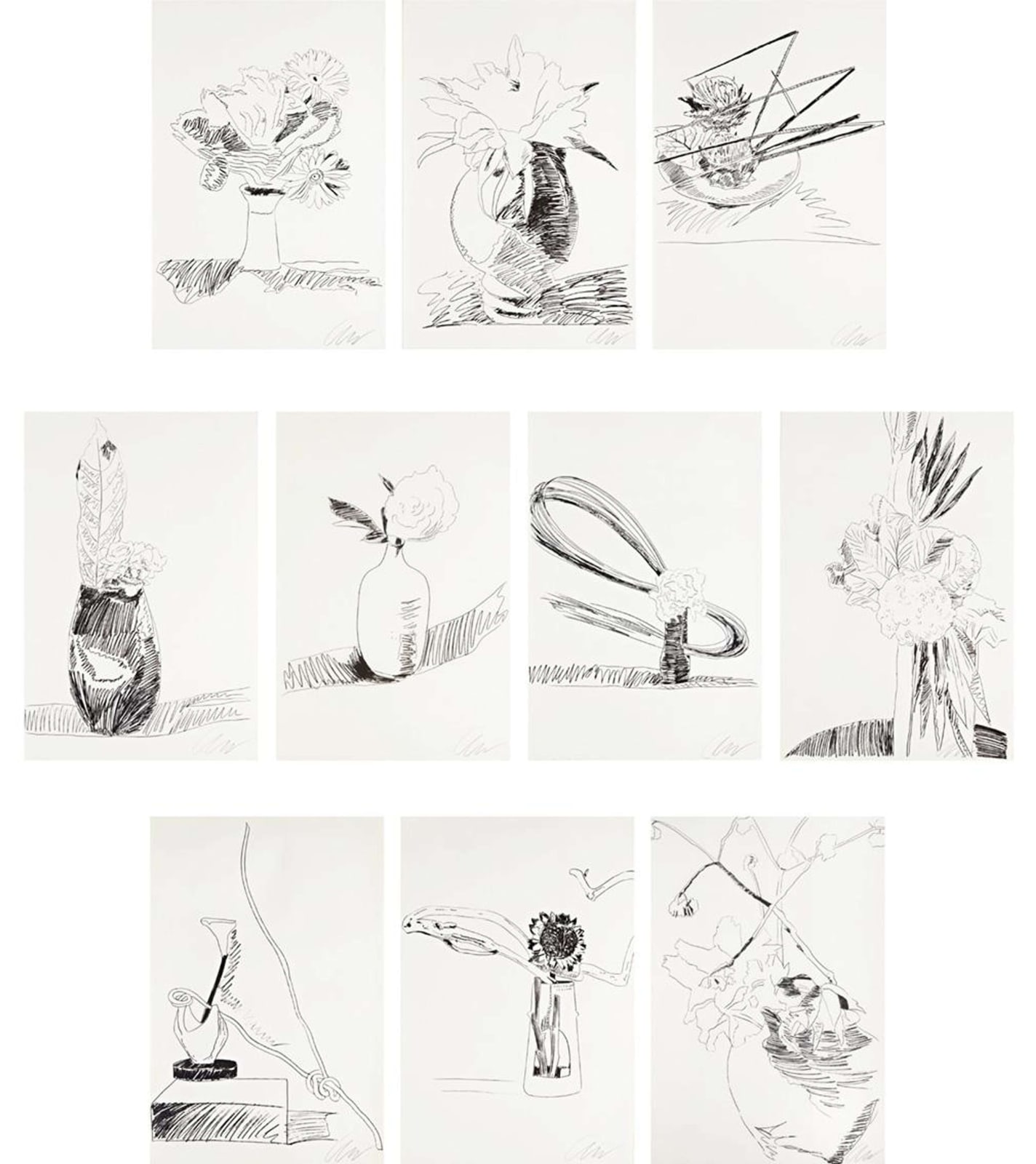 Andy Warhol, Flowers (Black and White) Complete Portfolio (FS II.100 -109), 1974