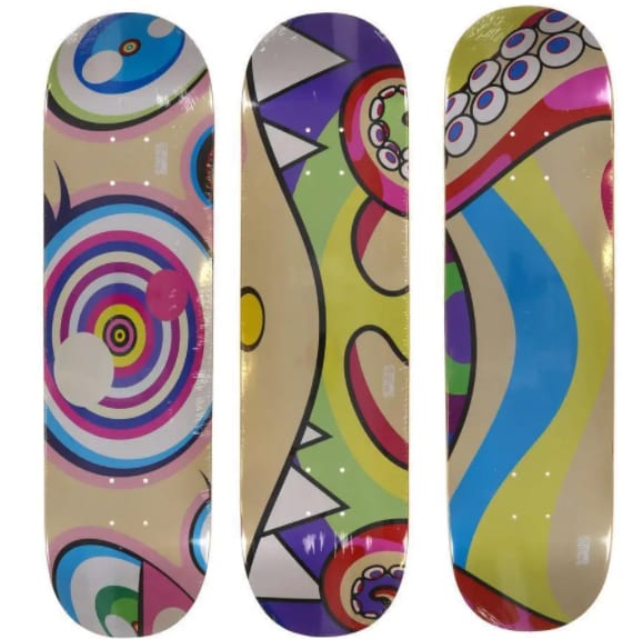 Takashi Murakami, Flowers Set Of 3 Skateboard Decks, 2017