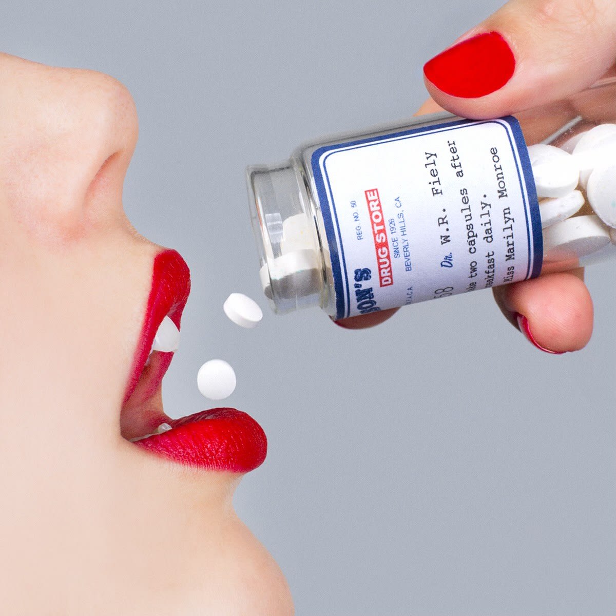 Tyler Shields, Marilyn Pill Bottle, 2021