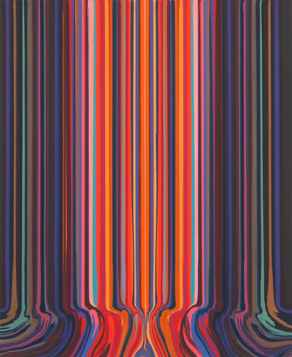Ian Davenport, Mirrored Red and Black Etching, 2021