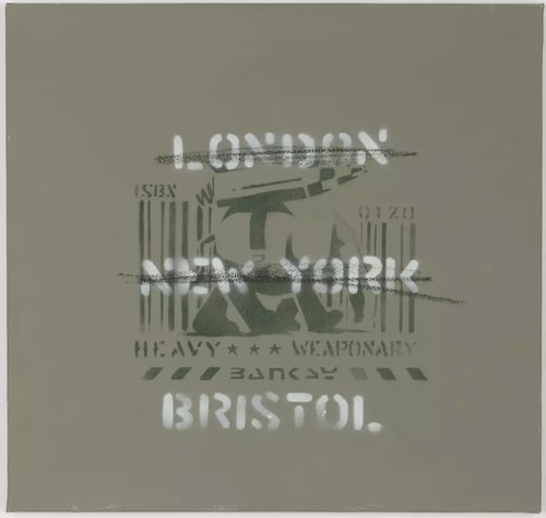 Banksy, Heavy Weaponry (London, New York, Bristol) (Sage Green), 2000