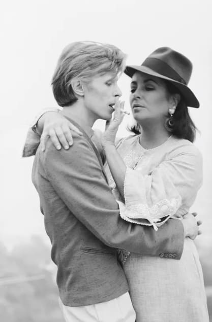Terry O'Neill, David Bowie & Elizabeth Taylor, 1975