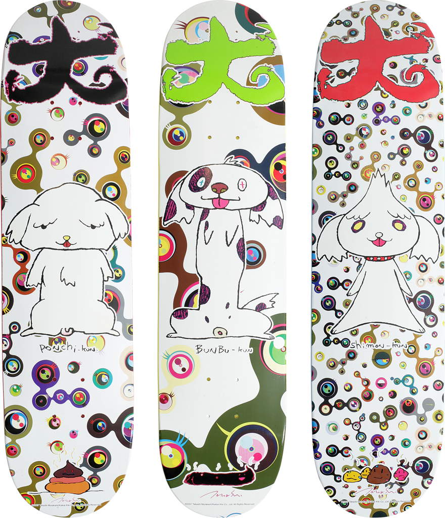 Takashi Murakami, Set of 3 Supreme Skateboard Decks, 2007