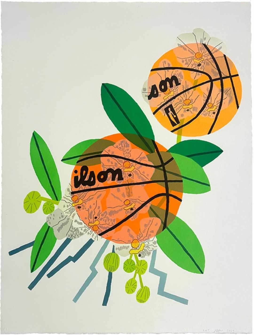 Jonas Wood, Double Basketball Orchid 3 State I, 2025