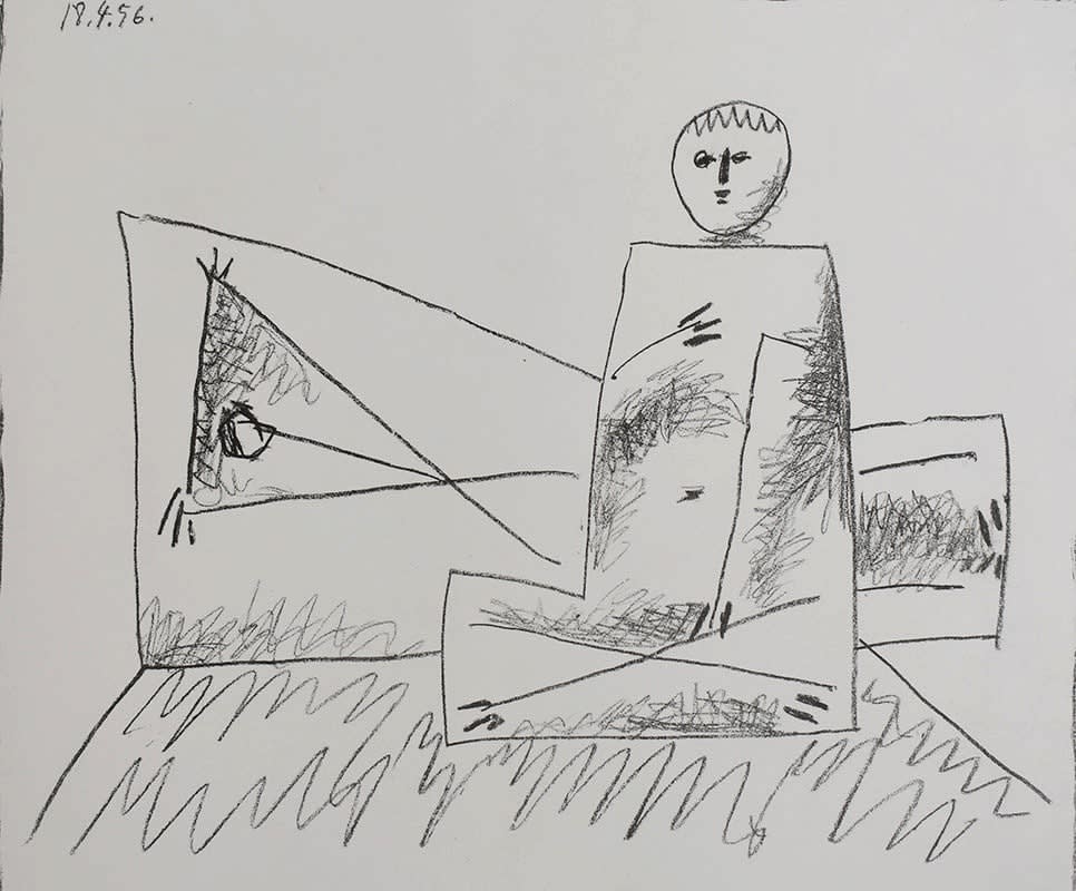 Pablo Picasso, Reclining Man and Crouching Woman | Homme couché et femme accroupie, 1956