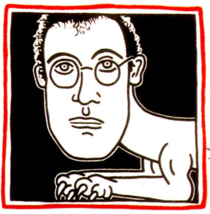Keith Haring, Self Portrait (Invitation to Palladium Haring Dinner Party), 1985