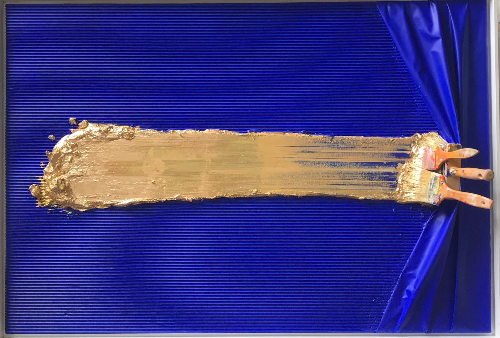Jean-Paul Donadini, Brosse arrêtée blue and gold, 2022