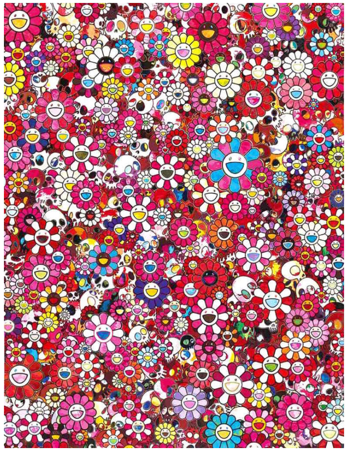 Takashi Murakami, Skulls & Flowers Red, 2013
