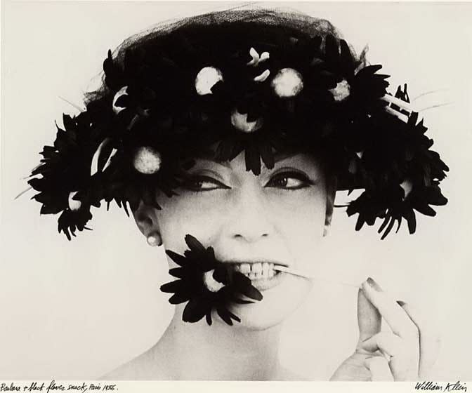 William Klein, Barbara and Black Flowers, Paris (for Vogue), 1956