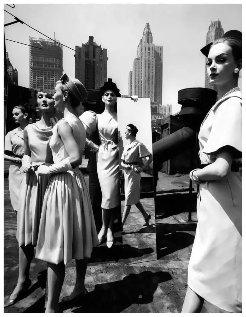 William Klein, Evelyn, Isabella, Nena + Mirrors New York (Vogue), 1962