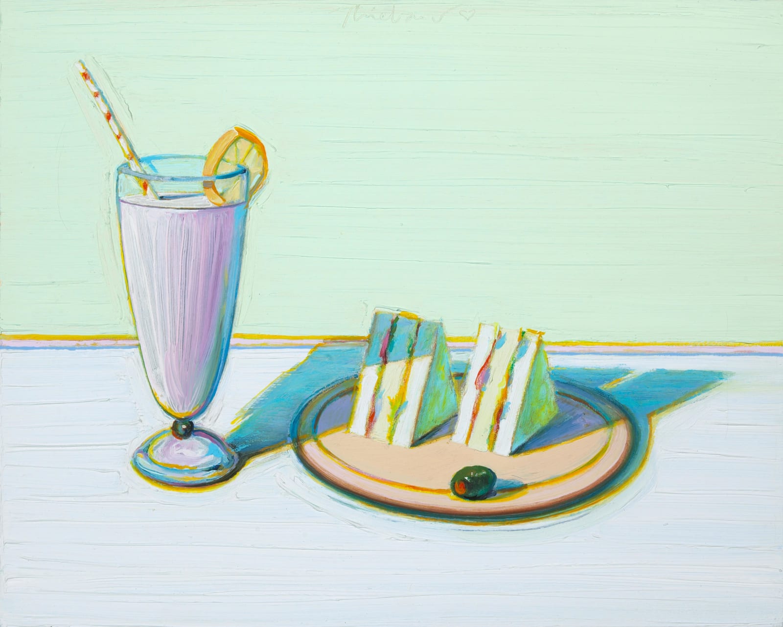 Wayne Thiebaud, Milkshake & Sandwiches, 2000