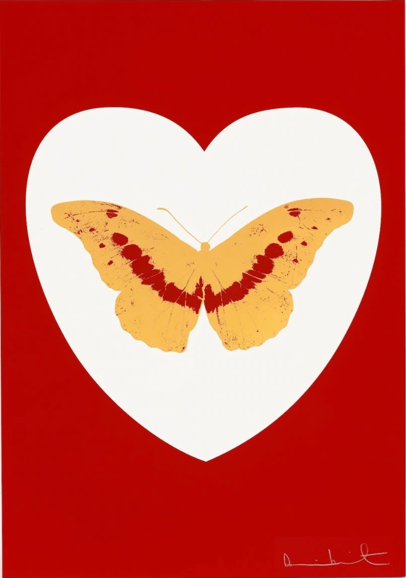 Damien Hirst, I Love You (Red and Gold), 2015