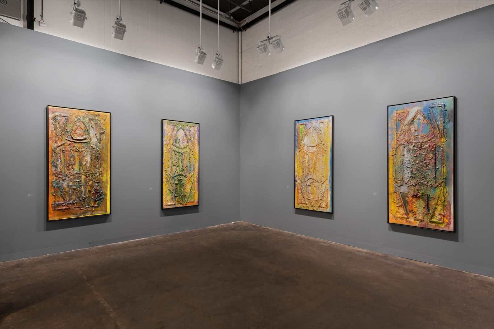 Frank Bowling, Installation view, Hales Gallery at Art Basel, Switzerland | Booth J12, 'Frank Bowling: The Cathedral Paintings', 12 - 16 June 2019