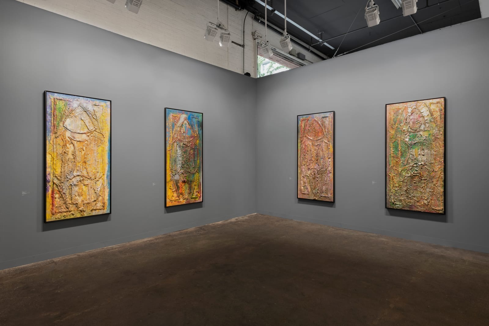 Frank Bowling, Installation view, Hales Gallery at Art Basel, Switzerland | Booth J12, 'Frank Bowling: The Cathedral Paintings', 12 - 16 June 2019