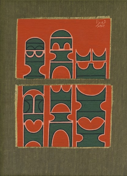 Anwar Jalal Shemza, Green on Orange, 1974