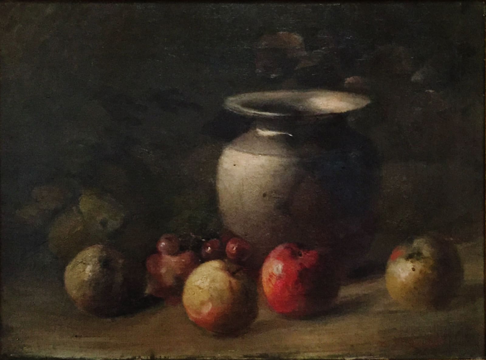 Charles Ethan Porter, Untitled Still Life (Grey vase with apples and grapes), c. 1890