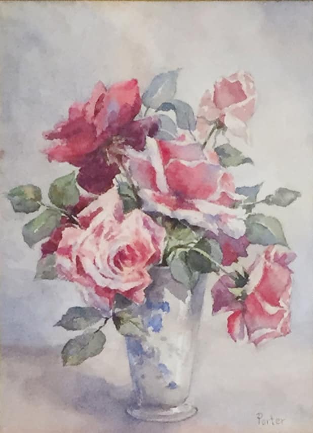 Charles Ethan Porter, Pink and Red Roses in Clear Vase, c.1880