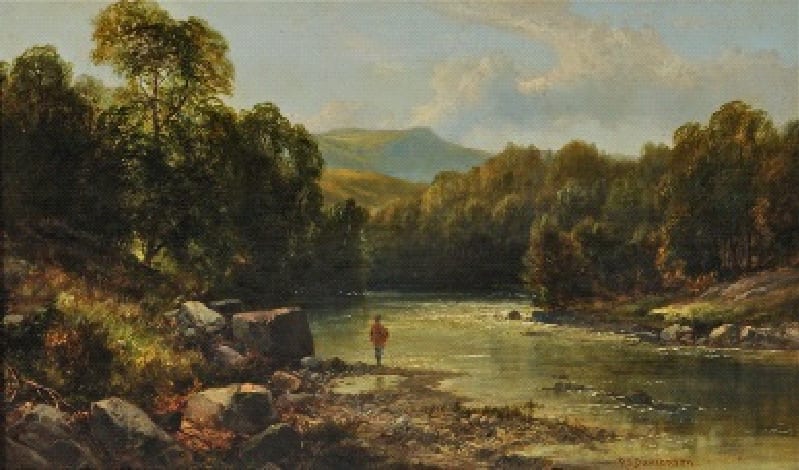 Robert Scott Duncanson, Untitled Landscape (Figure fishing in stream), c. 1851