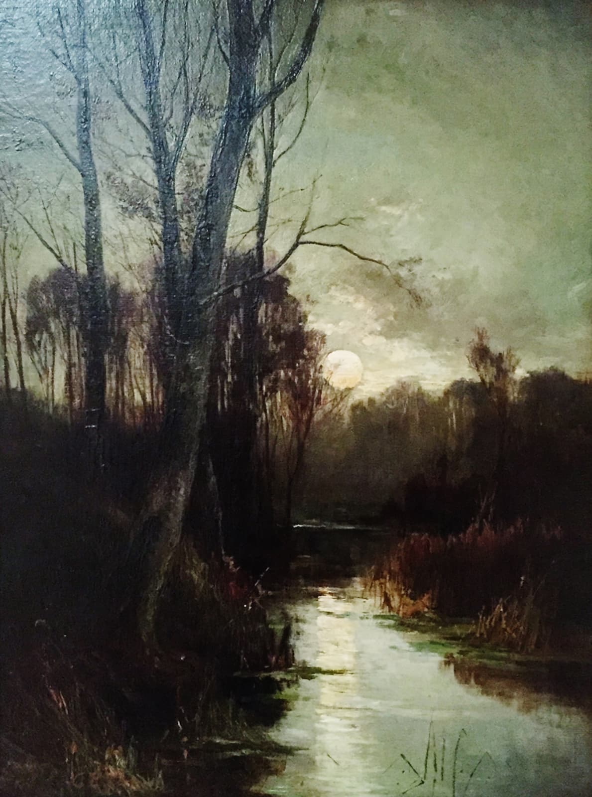 Charles Ethan Porter, Untitled Landscape (Trees with moon lit stream), c. 1879