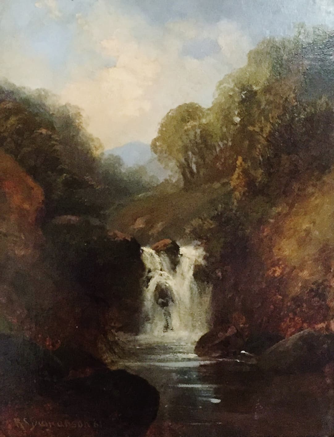 Robert Scott Duncanson, Untitled Landscape (Waterfall with trees and rocks), c. 1861