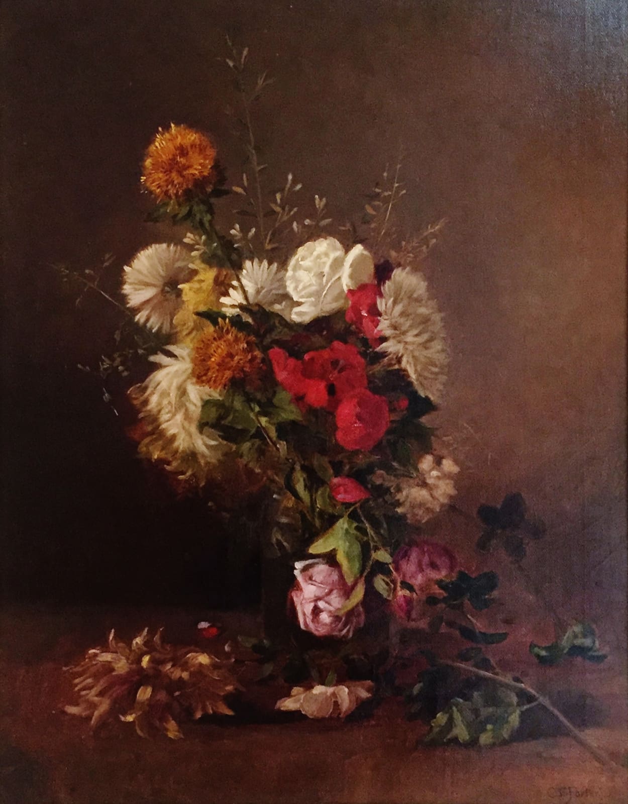 Charles Ethan Porter, Untitled Still Life (Mixed bouquet roses in clear vase), c. 1912