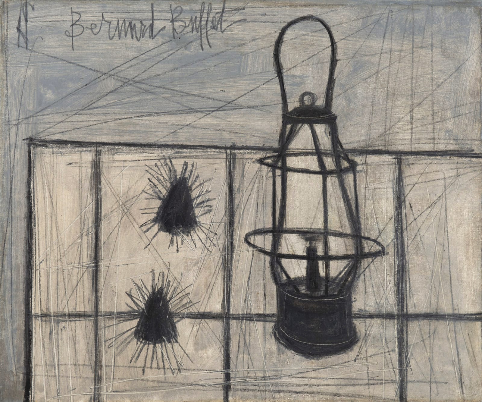 BERNARD BUFFET, Deux oursins et lampe marine, 1949