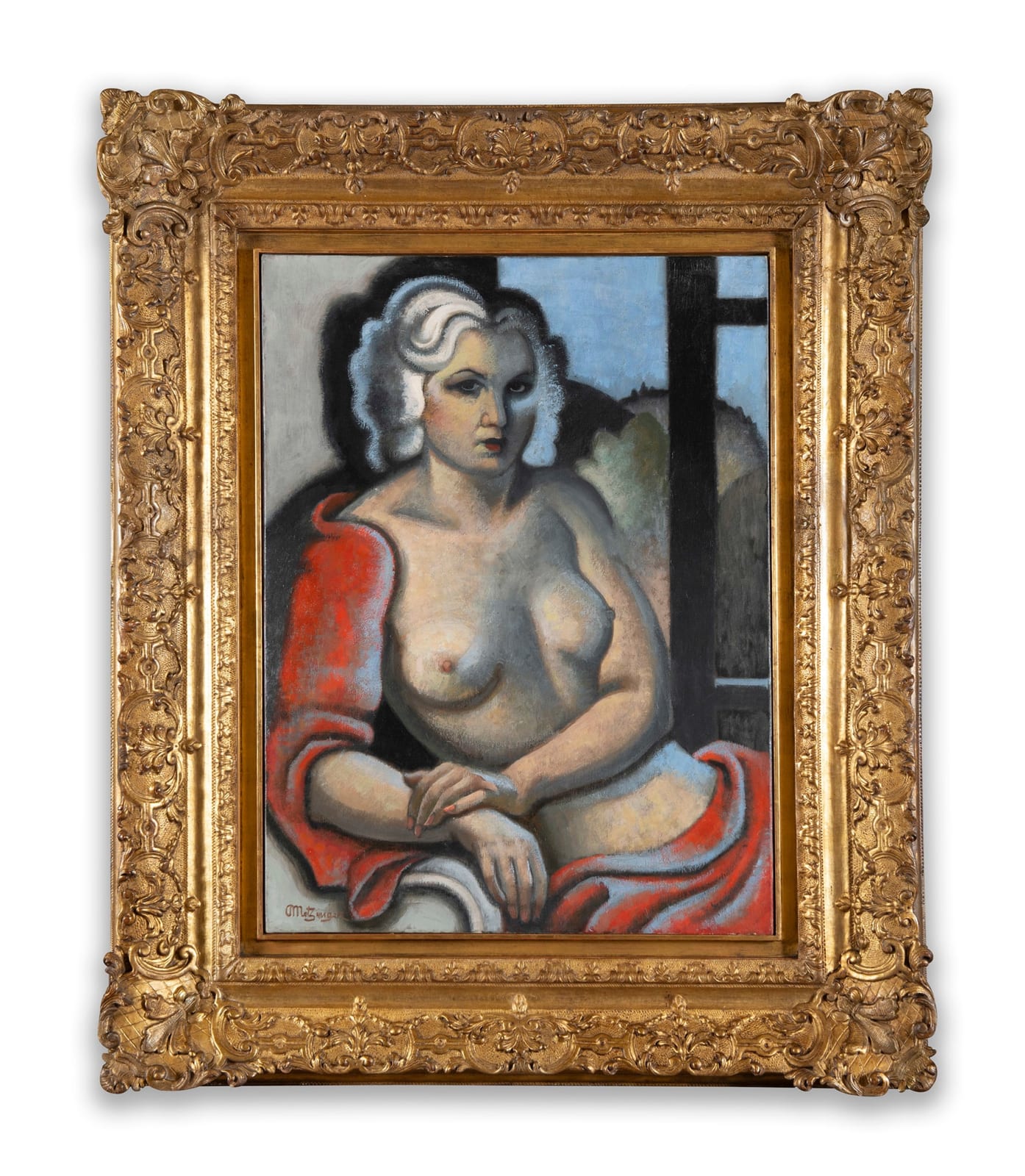 JEAN METZINGER: Femme Assise Devant la Fenêtre (Le Modèle d'Atelier au Drapé Rouge), circa 1938