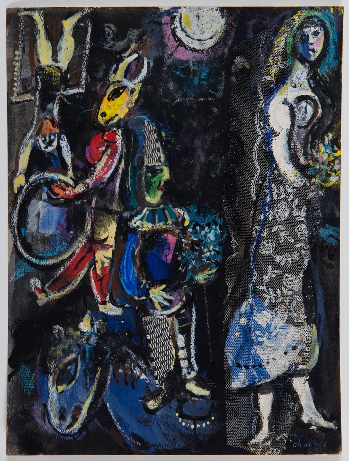 MARC CHAGALL, Collage d'Après les Jeux du Cirque, Circa 1976