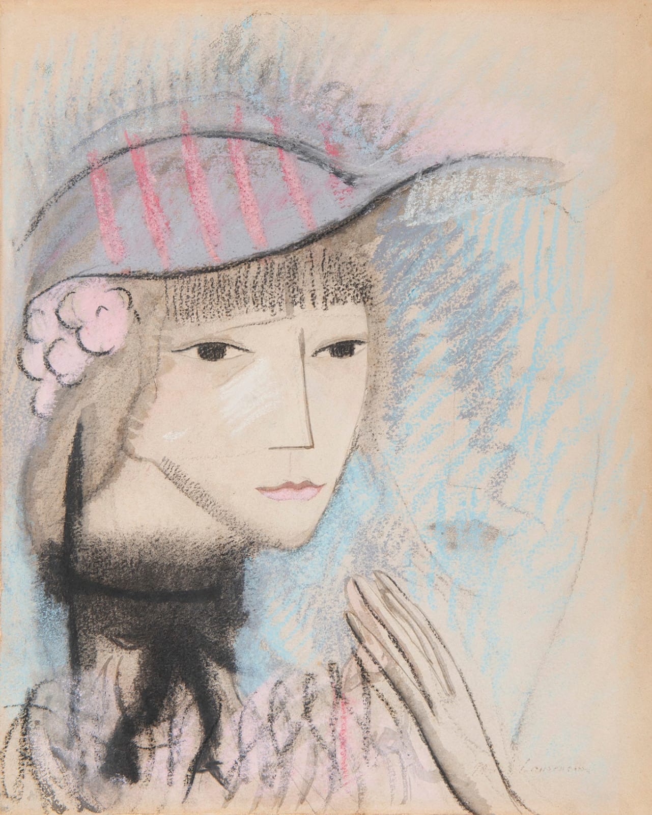 MARIE LAURENCIN, Jeune femme au chapeau mauve, circa 1912-1913