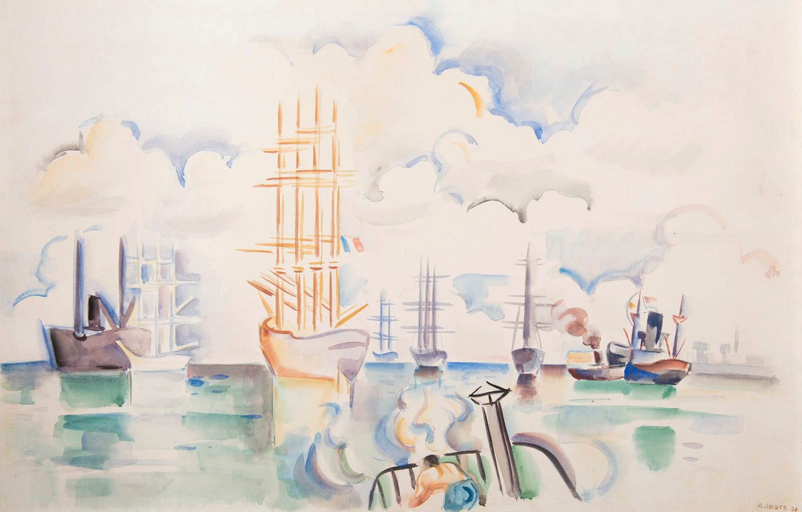 ANDRÉ LHOTE, Navires dans la Rade, 1930