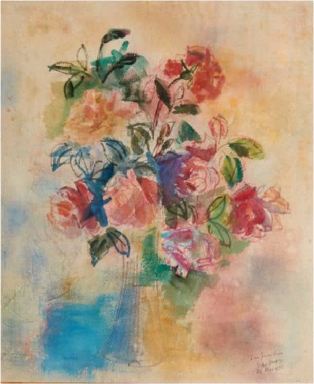 JEAN DUFY, Bouquet de roses dans un vase, 21 mai 1925