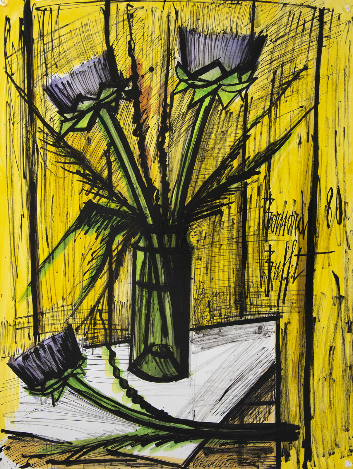 BERNARD BUFFET, Fleurs d'artichauts, 1980