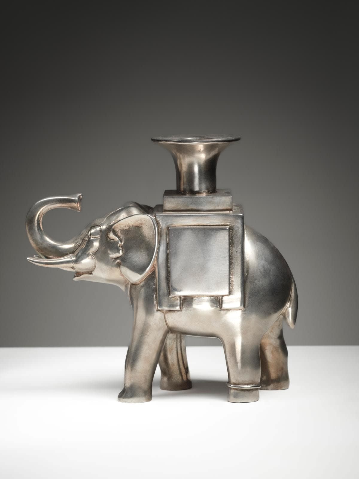 FRANÇOIS-XAVIER LALANNE: Bougeoir Éléphant, Circa 1998-1999, Bronze argenté