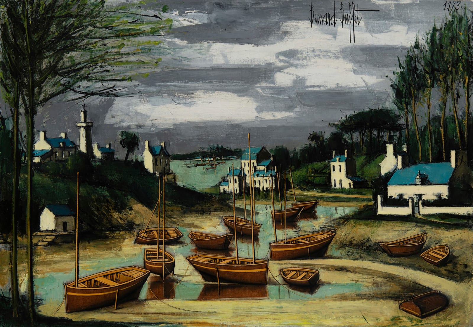BERNARD BUFFET, Loctudy, La Presqu'île À Marée Basse, 1973