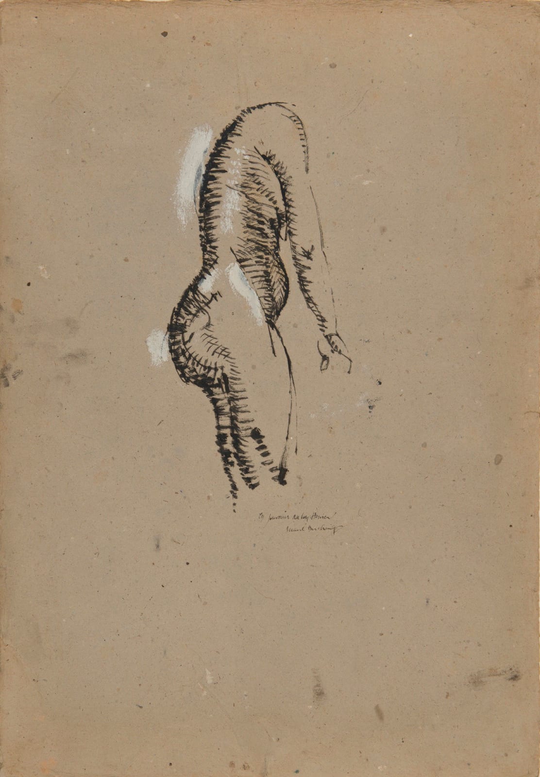 MARCEL DUCHAMP, Nu Debout de Profil, circa 1910, Huile et gouache sur carton