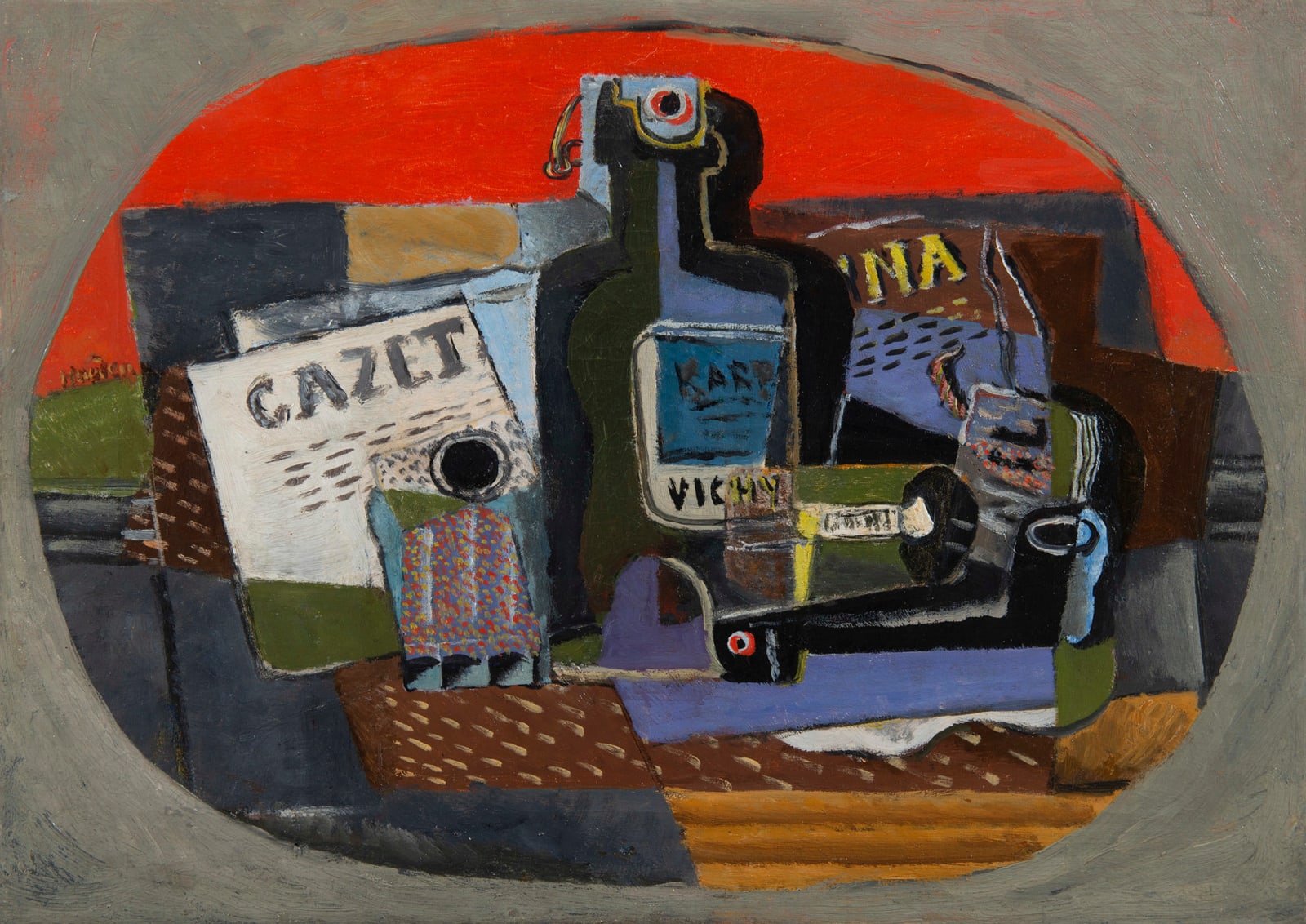 HENRI HAYDEN, Bouteille et journal, 1919