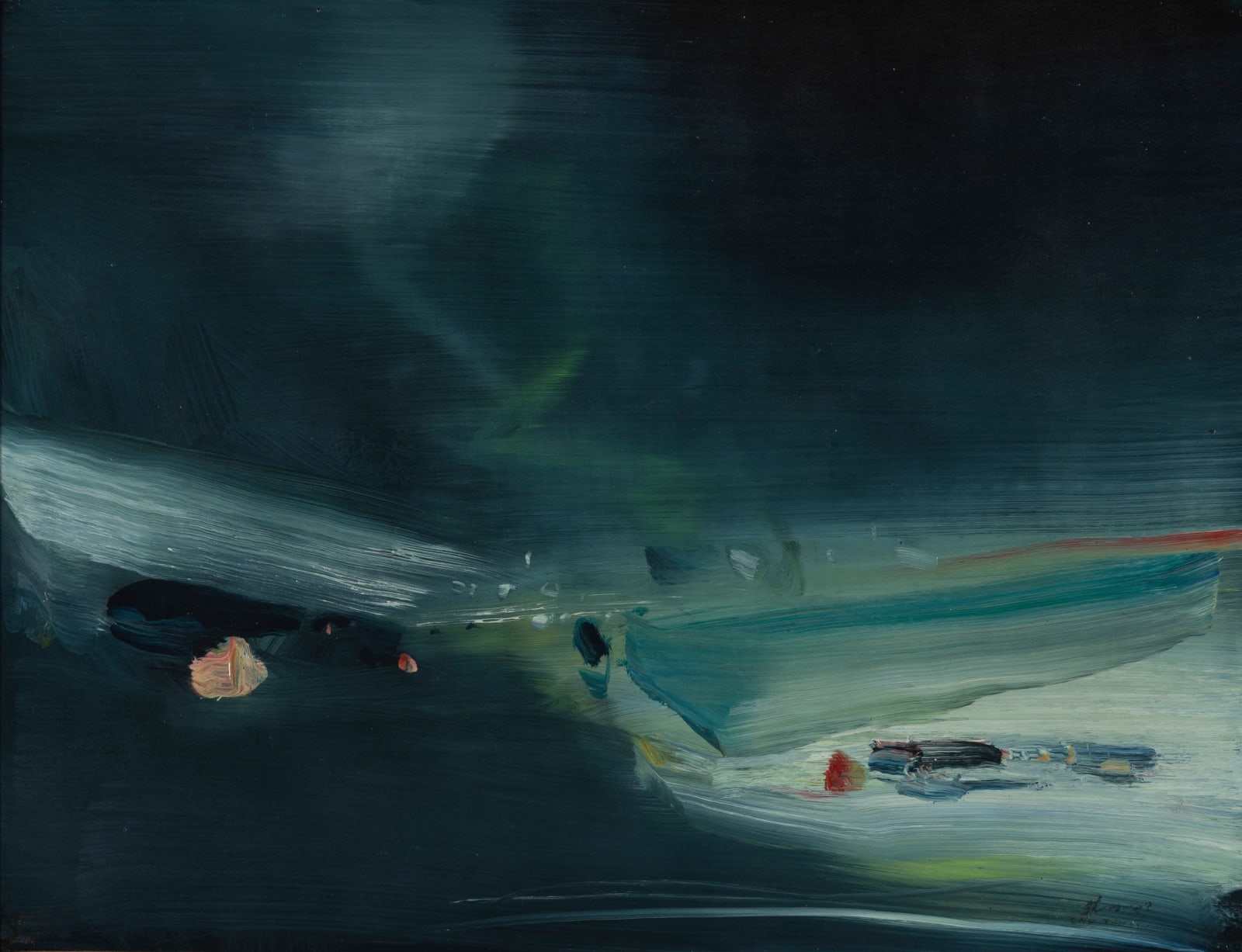 CHU TEH-CHUN, Composition Bleue, 1970, Huile sur papier marouflé sur toile