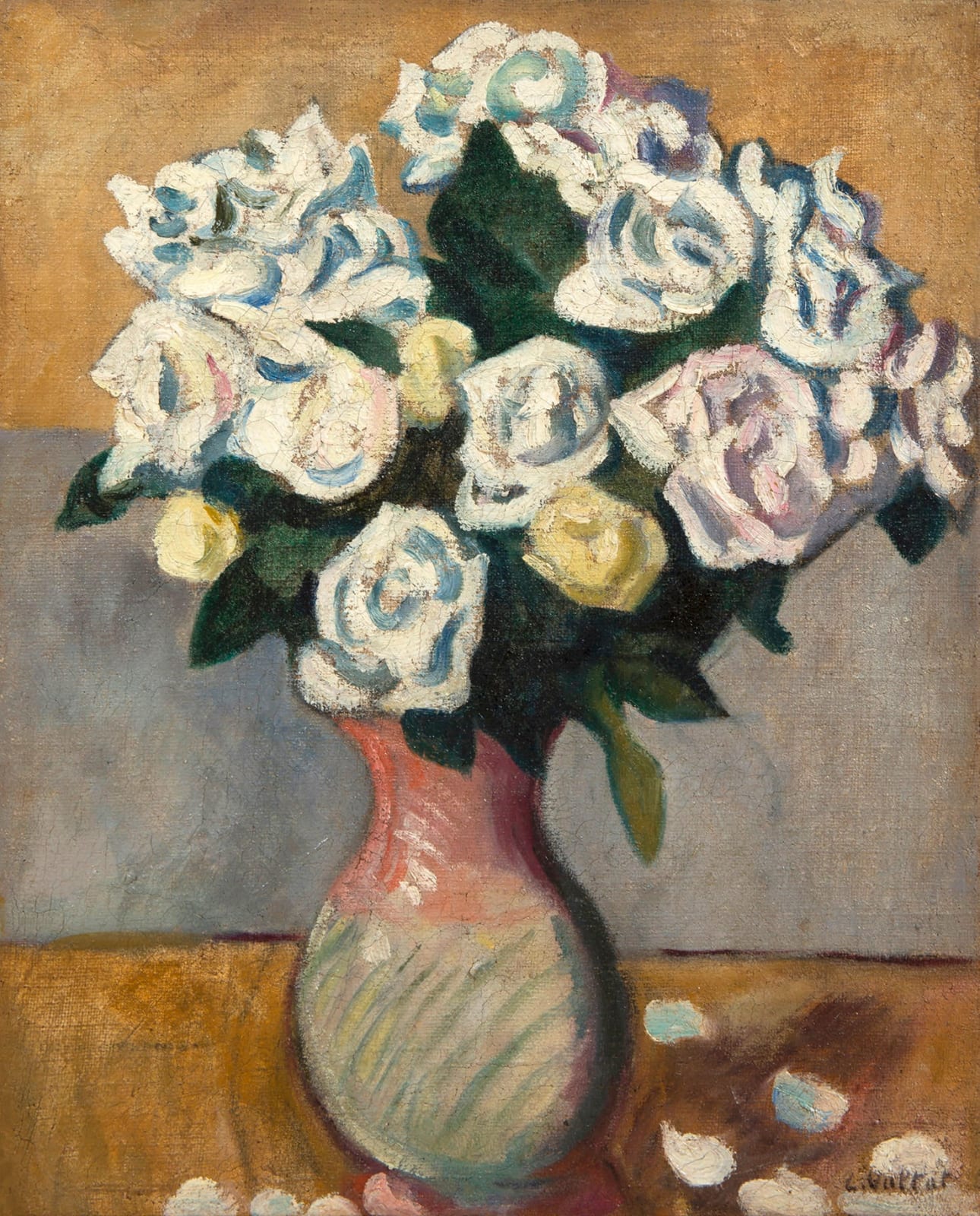 LOUIS VALTAT, Bouquet de roses blanches, circa 1910